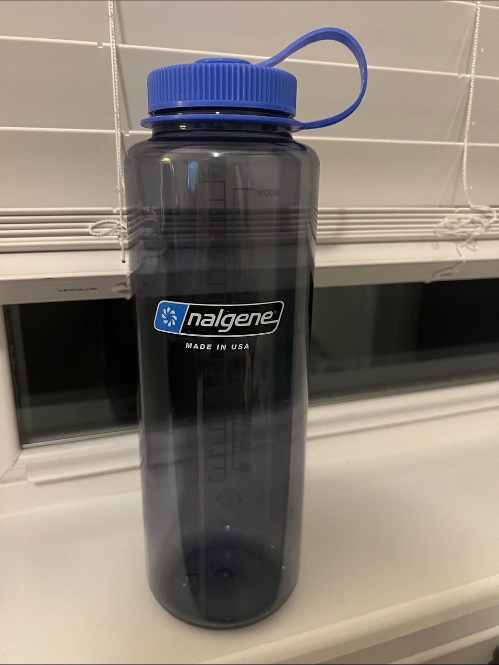 Nalgene Everyday Wide-Mouth Bottle in Smoke with Blue Cap
